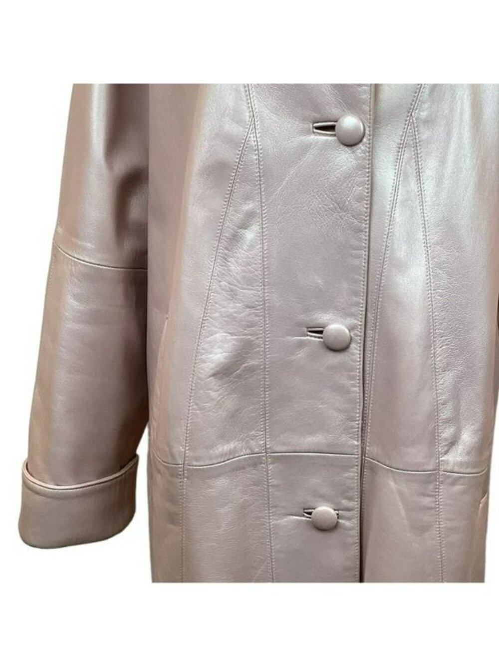 Dero By Rocco DAmelio Womens Pink Leather Coat Medium Button Front Made In USA - Picture 9 of 16